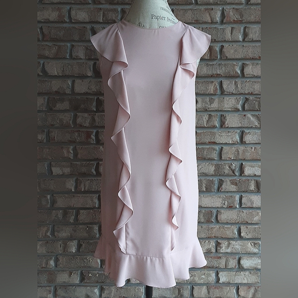 Amanda Uprichard Pink Ruffle Sleeveless Dress Size Small.